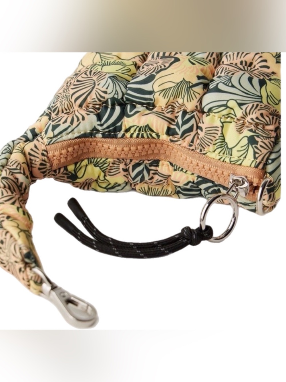 FP Movement Quilted Micro Pouch Dense Floral Yellow Pattern New With Tags - Picture 3 of 6